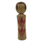 Japanese Wooden Naruko Kokeshi Doll Vtg Black Red Brown Traditional Craft KF836