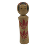 Japanese Wooden Naruko Kokeshi Doll Vtg Black Red Brown Traditional Craft KF836
