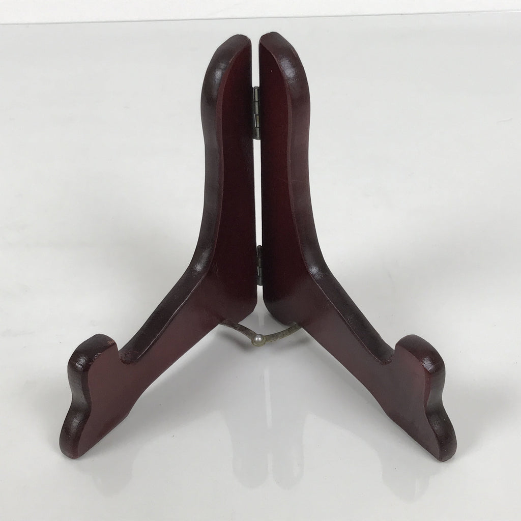 Japanese Wooden Plate Stand Picture Frame Stand Display Vtg Saratate Brown JK938