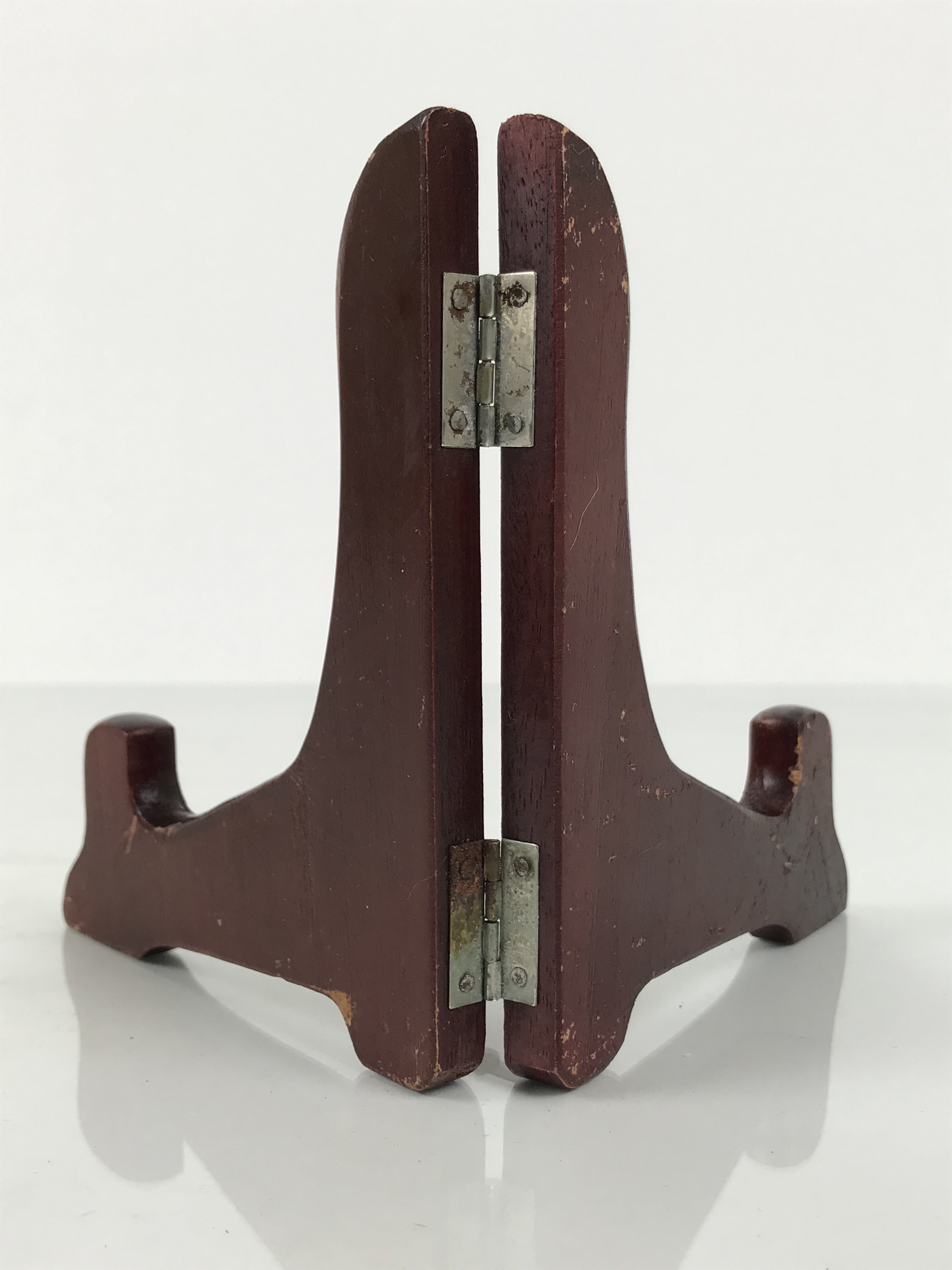 Japanese Wooden Plate Stand Picture Frame Stand Display Vtg Saratate Brown JK938