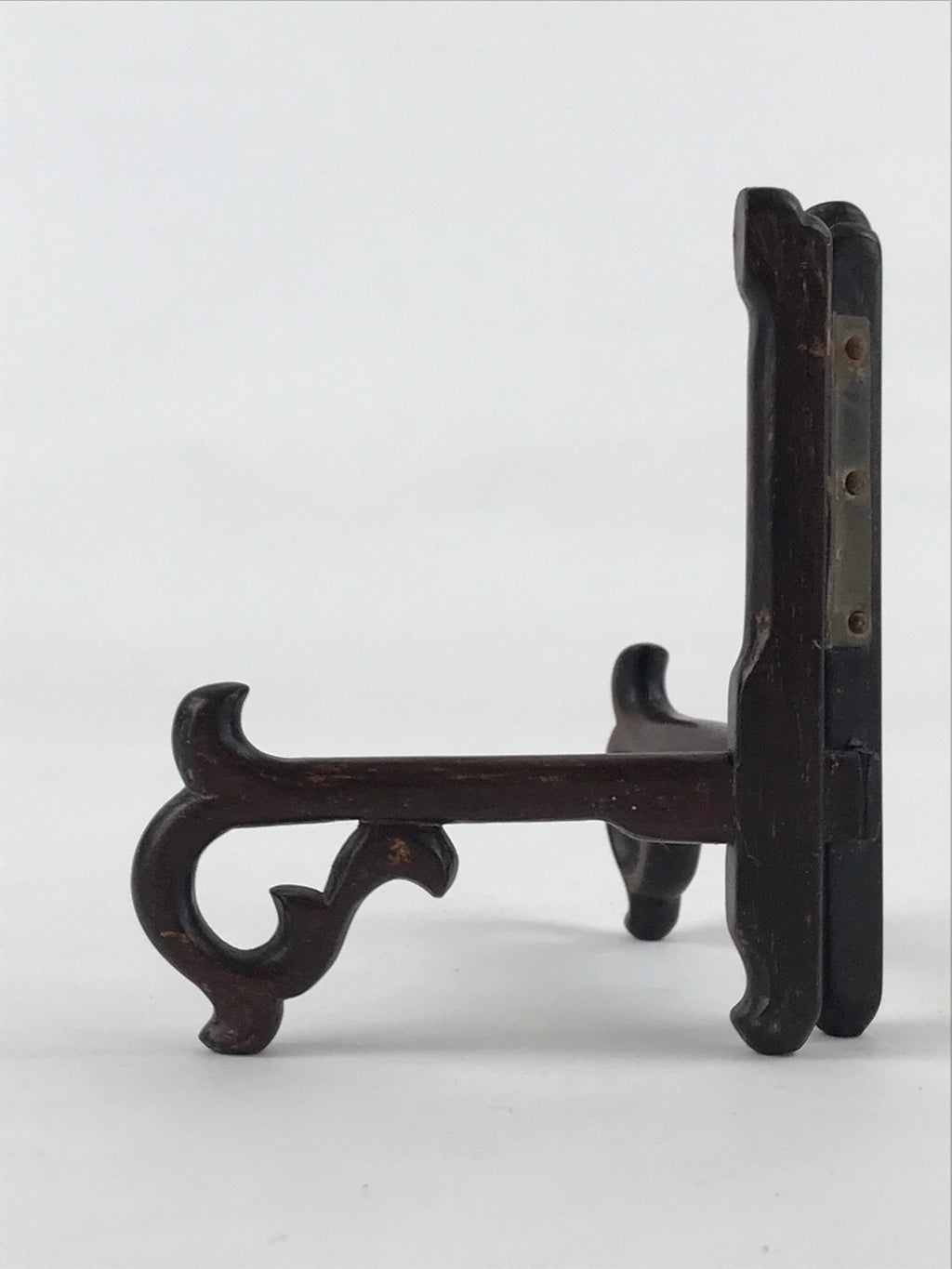 Japanese Wooden Plate Stand Picture Frame Stand Vtg Display Saratate Brown JK538