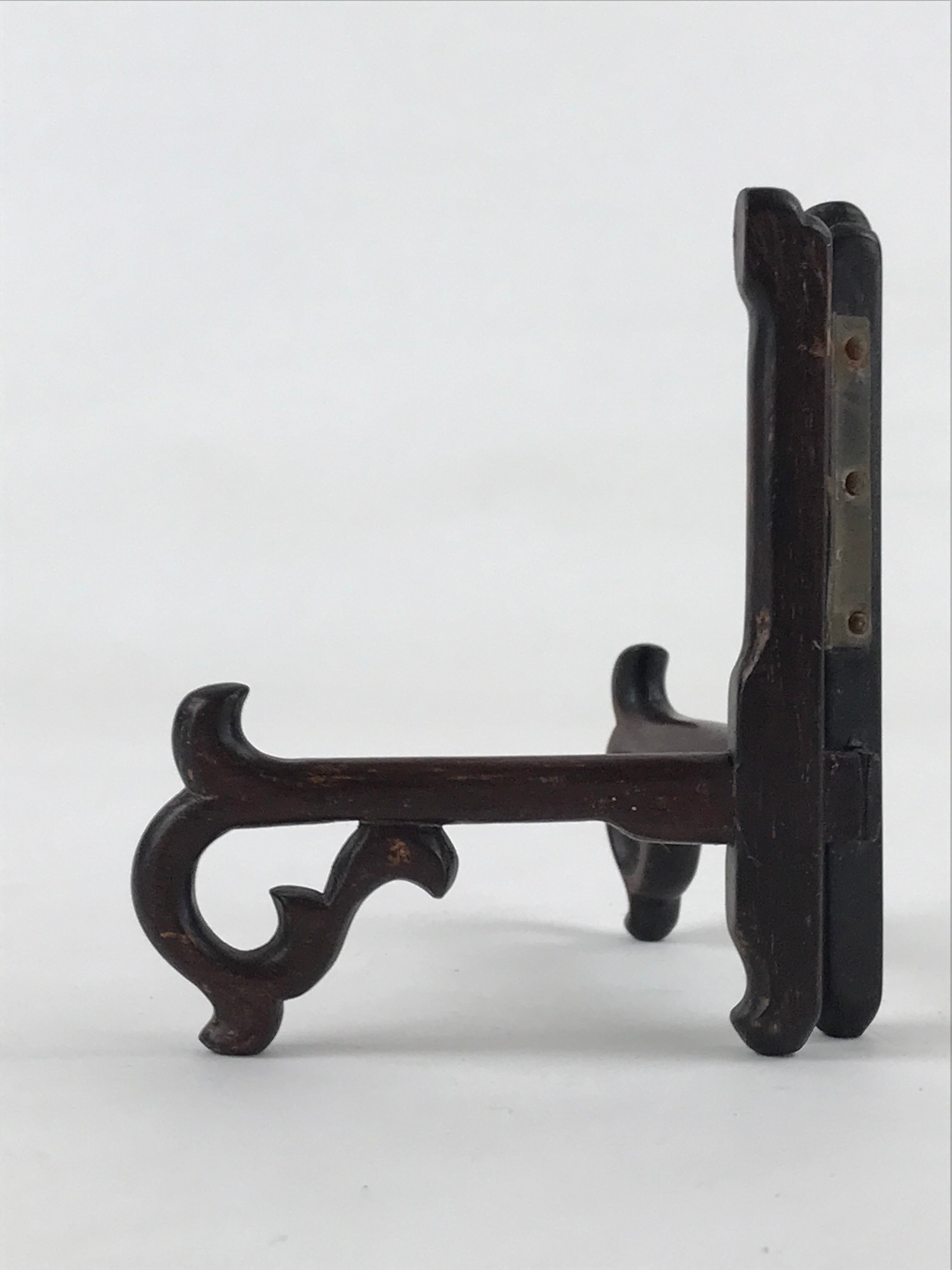 Japanese Wooden Plate Stand Picture Frame Stand Vtg Display Saratate Brown JK538