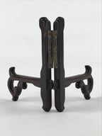 Japanese Wooden Plate Stand Picture Frame Stand Vtg Display Saratate Brown JK538
