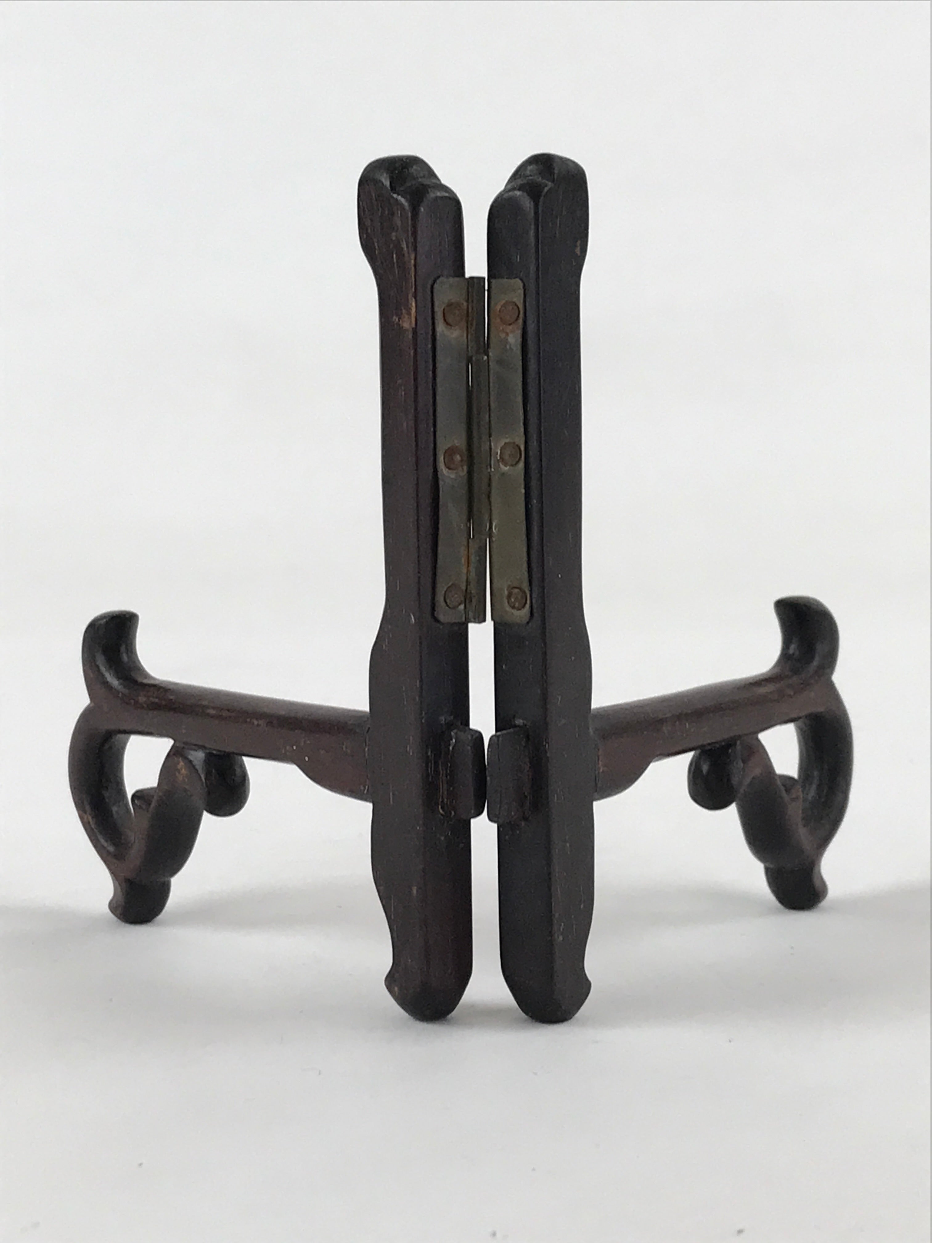 Japanese Wooden Plate Stand Picture Frame Stand Vtg Display Saratate Brown JK538