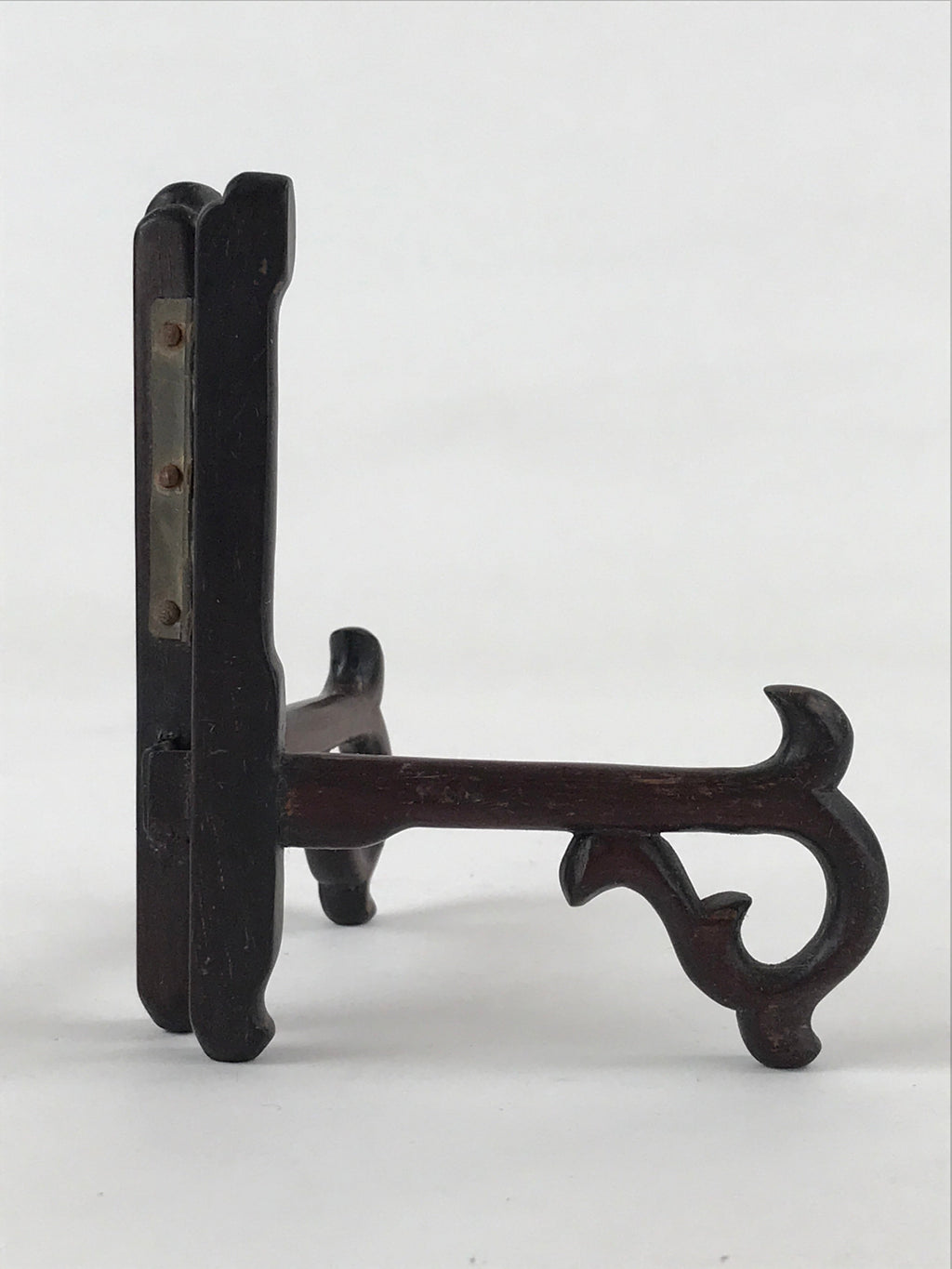 Japanese Wooden Plate Stand Picture Frame Stand Vtg Display Saratate Brown JK538