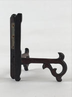 Japanese Wooden Plate Stand Picture Frame Stand Vtg Display Saratate Brown JK538