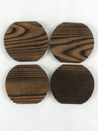 Japanese Wooden Porcelain Drink Saucer 5pc Set Vtg Chataku Coaster Rope UR954