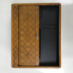 Japanese Wooden Portable Calligraphy Writing Storage Box Shutter Lid Brown T401