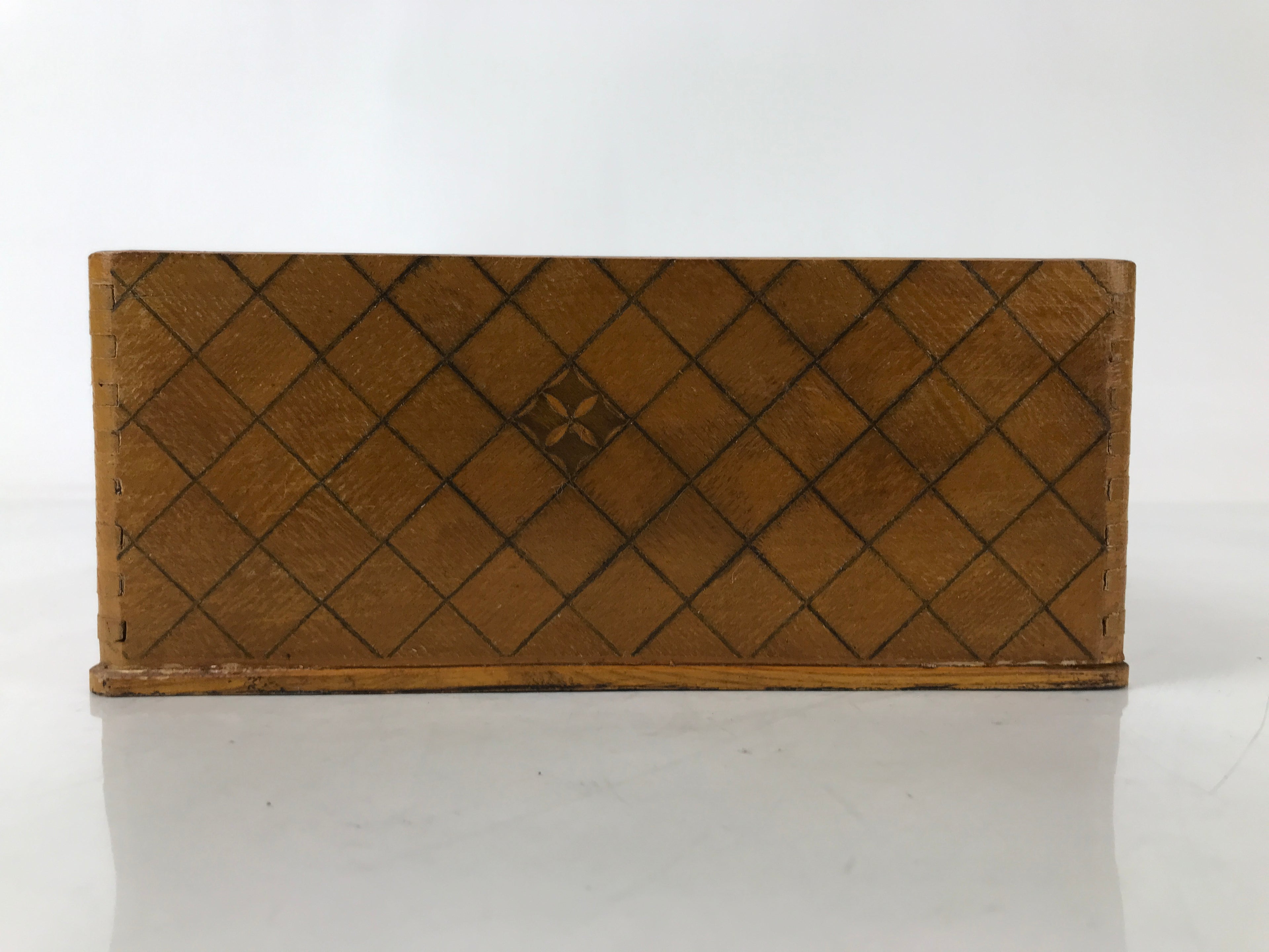 Japanese Wooden Portable Calligraphy Writing Storage Box Shutter Lid Brown T401