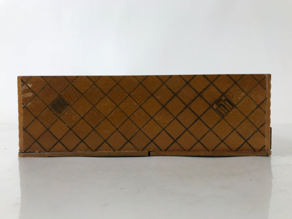 Japanese Wooden Portable Calligraphy Writing Storage Box Shutter Lid Brown T401
