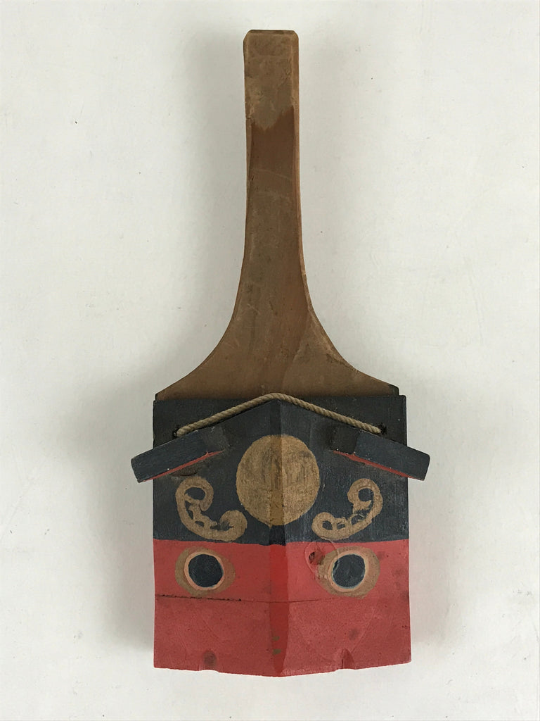 Japanese Wooden Red Shishi Lion Head Handle Vtg Local Toys F