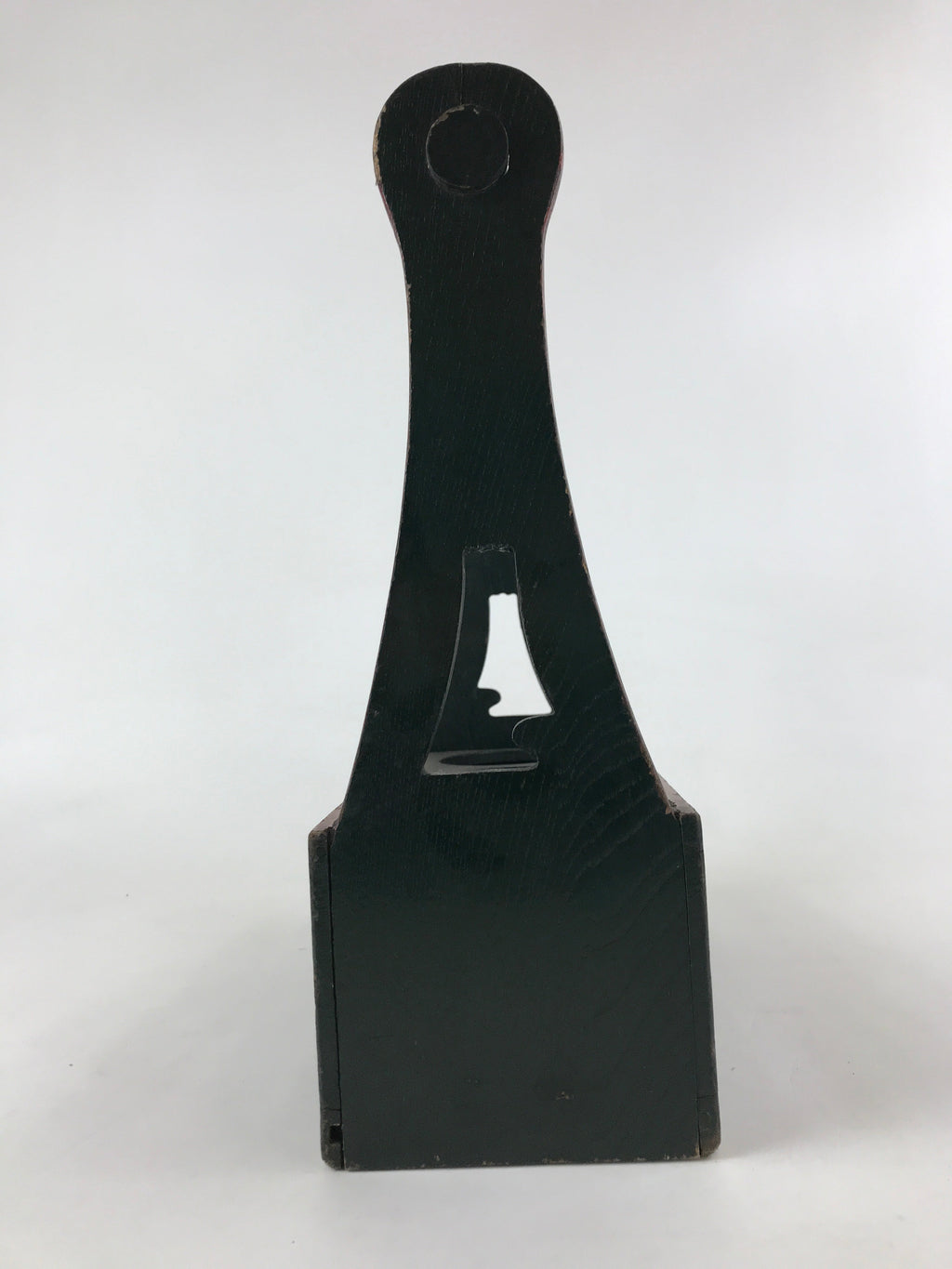 Japanese Wooden Sake Bottle Carrier Box Vtg Bamboo Handle Mt. Fuji Green JK603