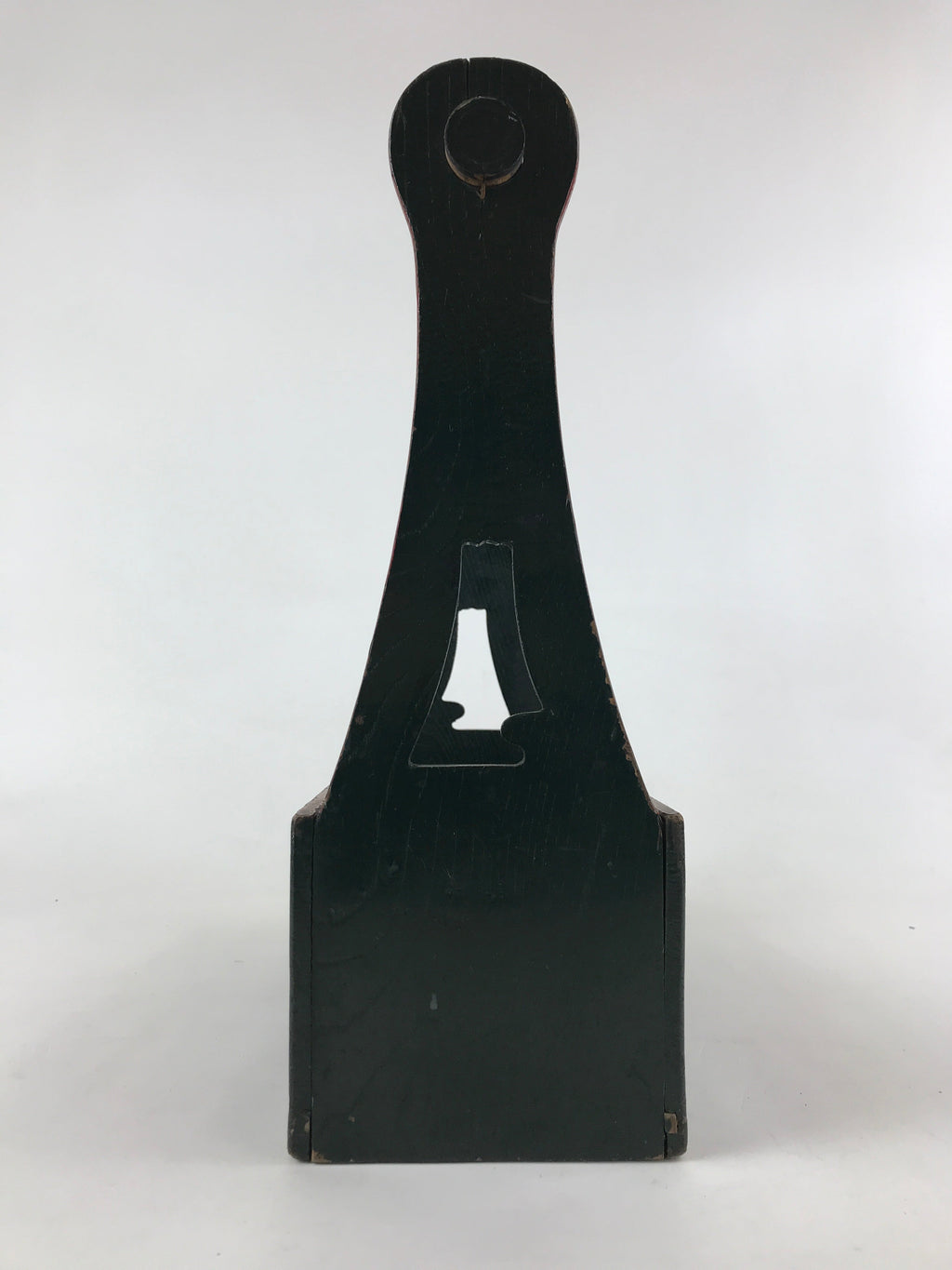 Japanese Wooden Sake Bottle Carrier Box Vtg Bamboo Handle Mt. Fuji Green JK603