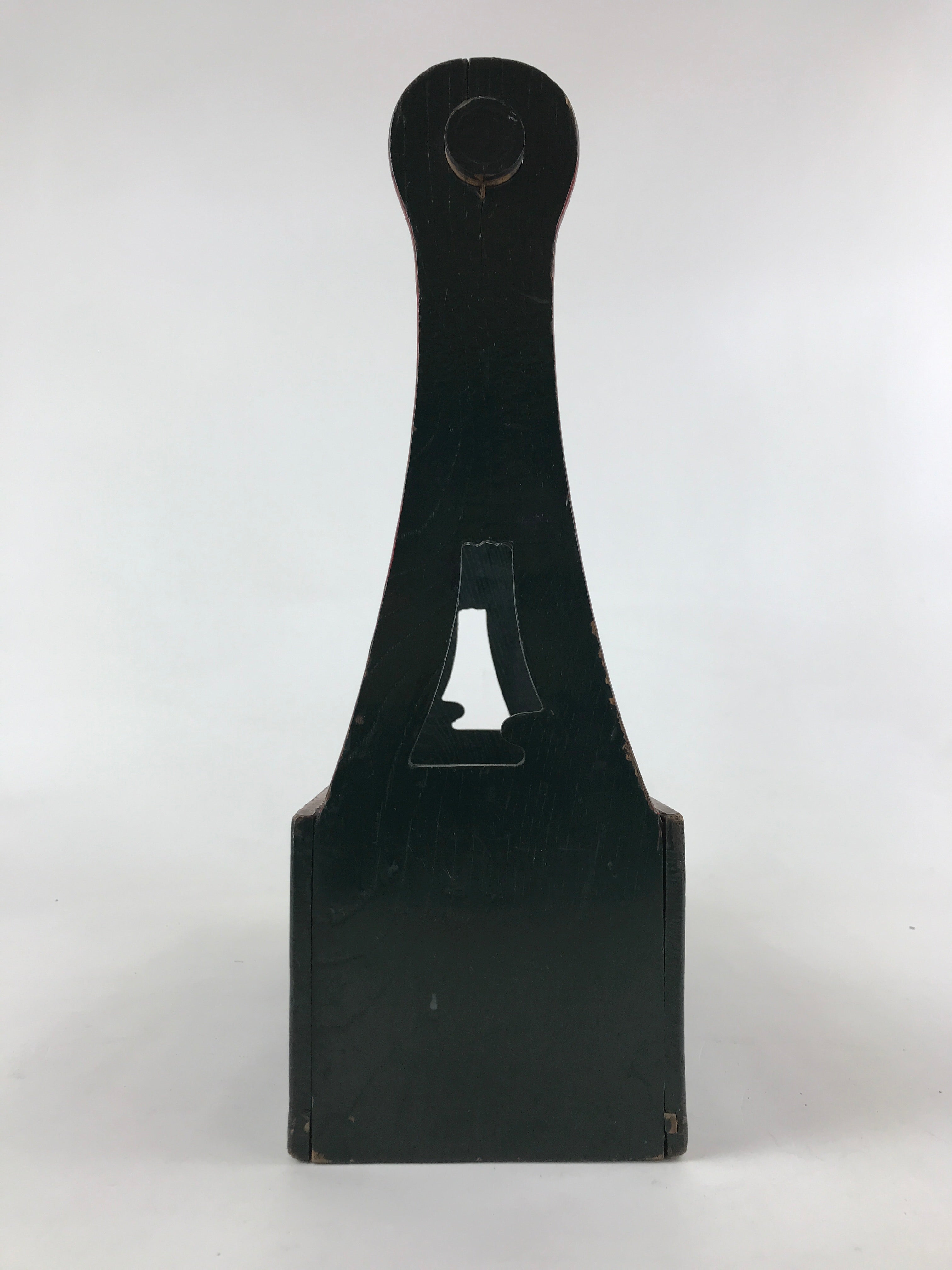 Japanese Wooden Sake Bottle Carrier Box Vtg Bamboo Handle Mt. Fuji Green JK603