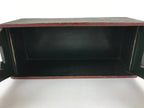 Japanese Wooden Sake Bottle Carrier Box Vtg Bamboo Handle Mt. Fuji Green JK603