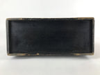 Japanese Wooden Sake Bottle Carrier Box Vtg Bamboo Handle Mt. Fuji Green JK603