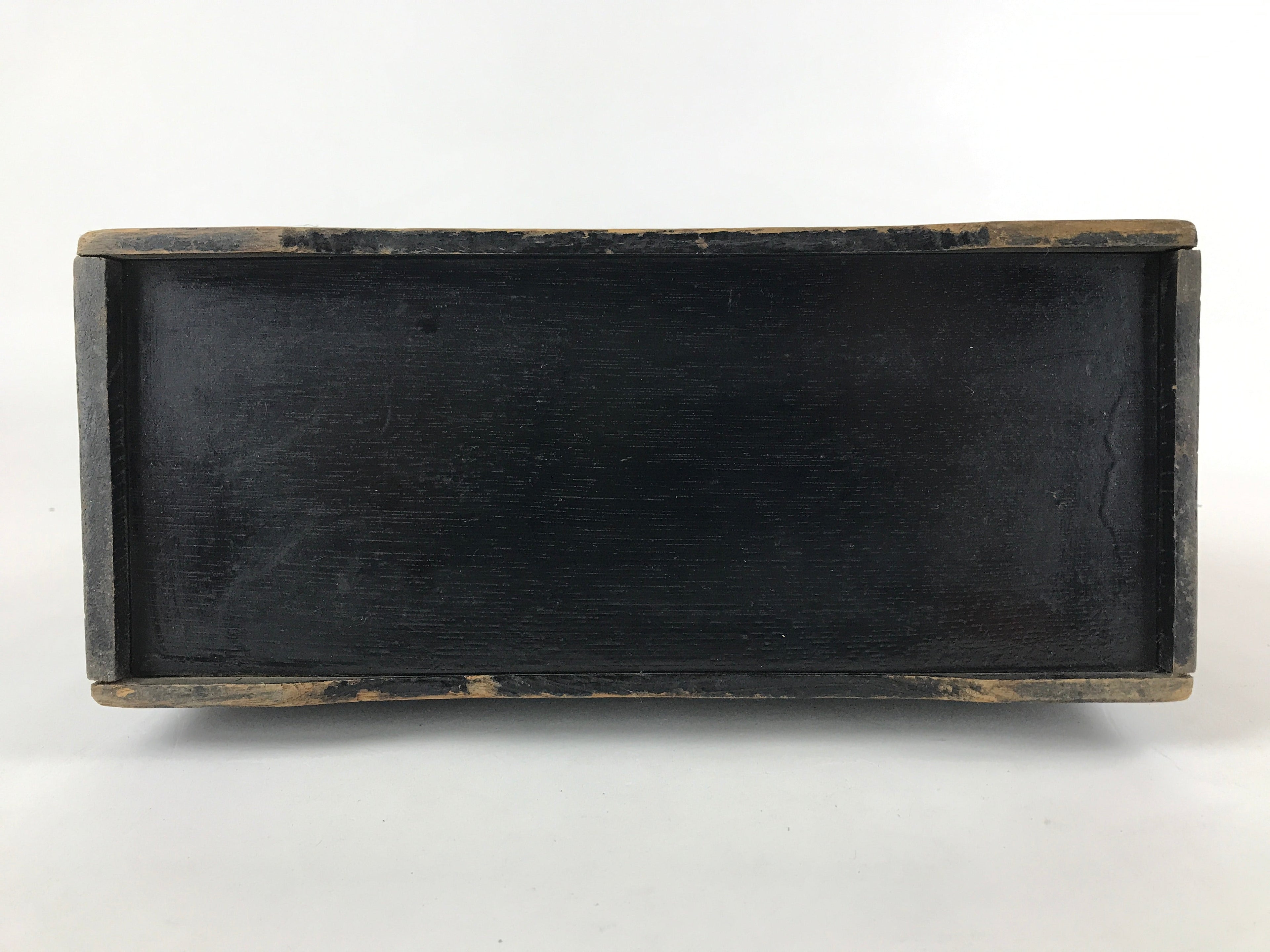 Japanese Wooden Sake Bottle Carrier Box Vtg Bamboo Handle Mt. Fuji Green JK603