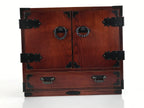 Japanese Wooden Sendai Tansu Storage Chest Vtg Doors Trinket Box 7 Drawers T373