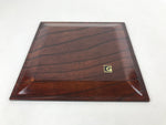 Japanese Wooden Serving Tray Makie Flowers Vtg Square Dark Brown Obon LWB70
