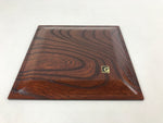 Japanese Wooden Serving Tray Makie Flowers Vtg Square Dark Brown Obon LWB71