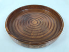 Japanese Wooden Serving Tray Obon Vtg Brown Round Grain Whirl Anniversary LWB167