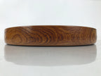 Japanese Wooden Serving Tray Obon Vtg Brown Round Grain Whirl Anniversary LWB167