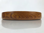 Japanese Wooden Serving Tray Obon Vtg Brown Round Grain Whirl Anniversary LWB167