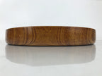 Japanese Wooden Serving Tray Obon Vtg Brown Round Grain Whirl Anniversary LWB167