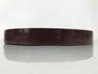 Japanese Wooden Serving Tray Obon Vtg Brown Round Kanji Gold Silver Box LWB166