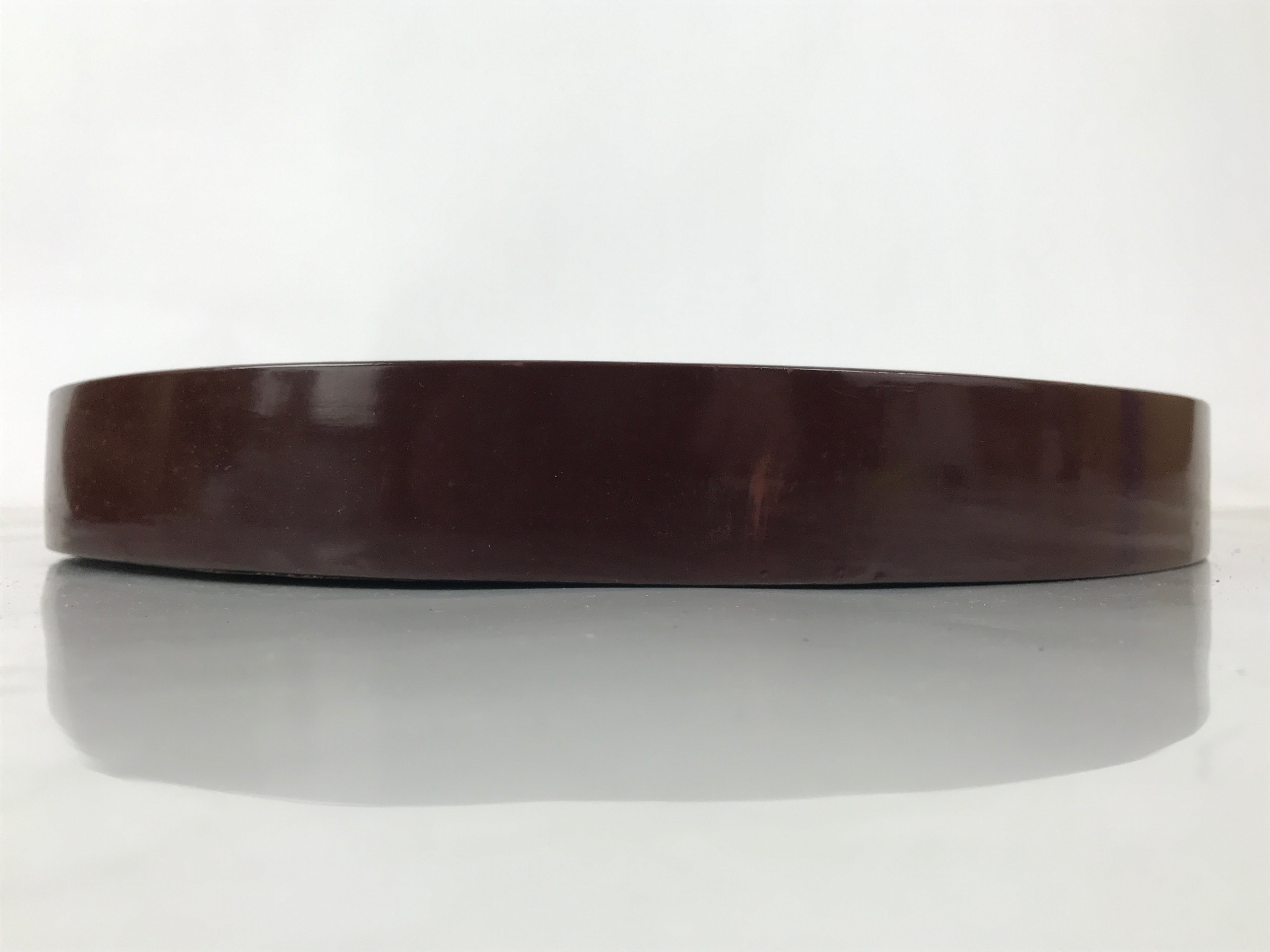 Japanese Wooden Serving Tray Obon Vtg Brown Round Kanji Gold Silver Box LWB166