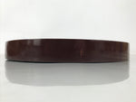 Japanese Wooden Serving Tray Obon Vtg Brown Round Kanji Gold Silver Box LWB166