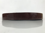 Japanese Wooden Serving Tray Obon Vtg Brown Round Kanji Gold Silver Box LWB166