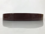 Japanese Wooden Serving Tray Obon Vtg Brown Round Kanji Gold Silver Box LWB166