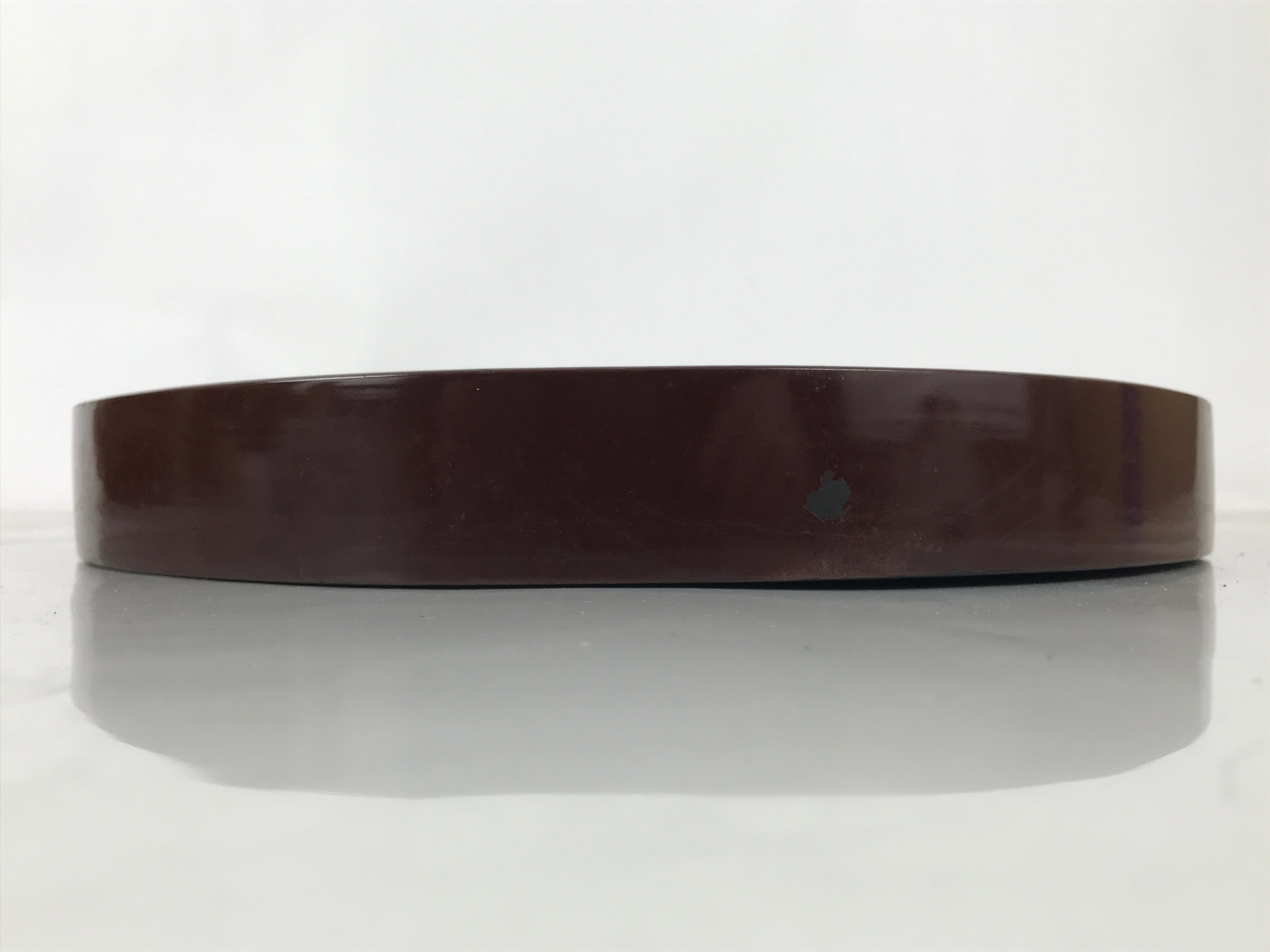 Japanese Wooden Serving Tray Obon Vtg Brown Round Kanji Gold Silver Box LWB166