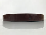 Japanese Wooden Serving Tray Obon Vtg Brown Round Kanji Gold Silver Box LWB166