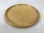 Japanese Wooden Serving Tray Obon Vtg Natural Brown Round Grain Plate LWB142