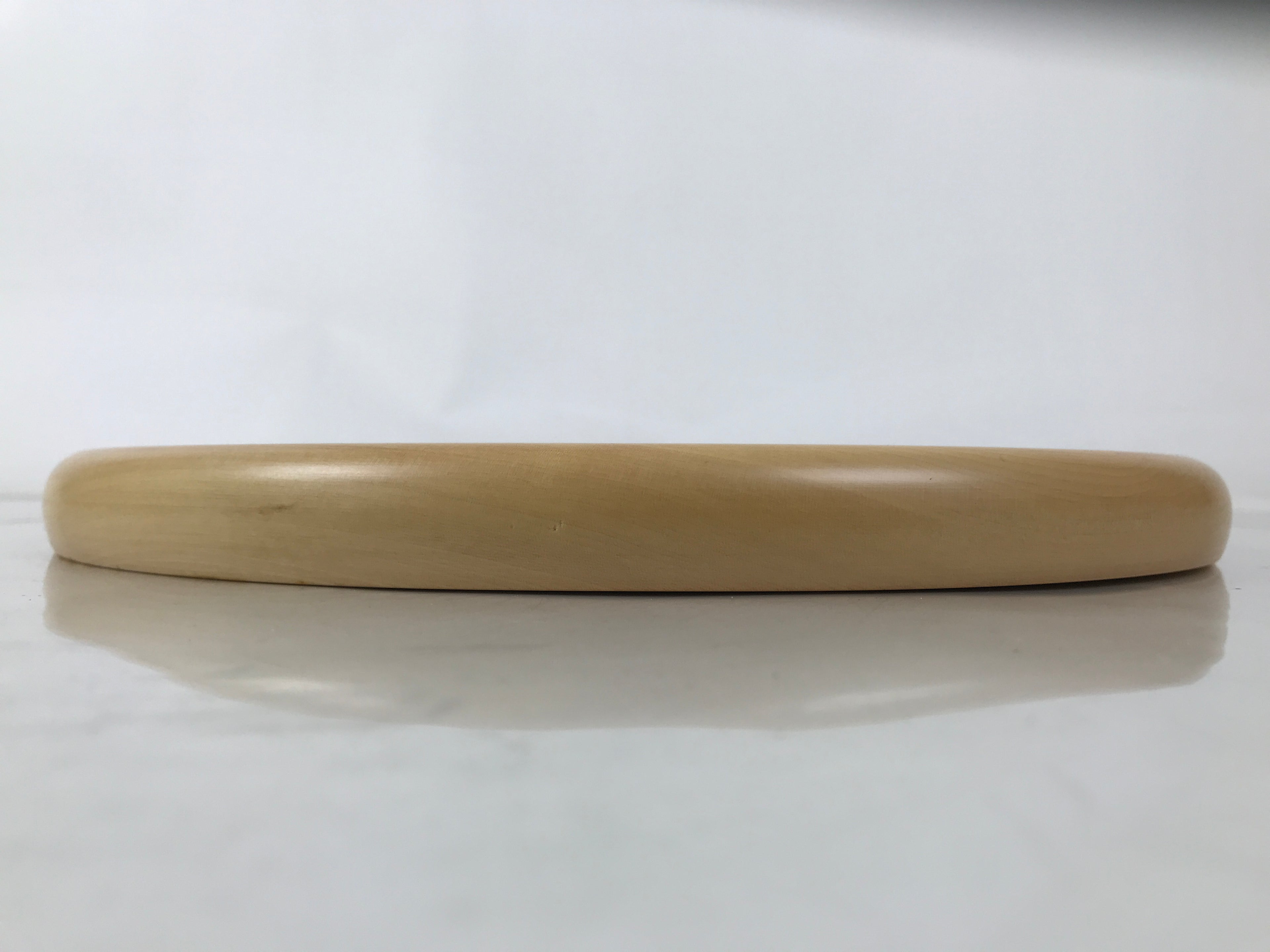 Japanese Wooden Serving Tray Obon Vtg Natural Brown Round Grain Plate LWB142