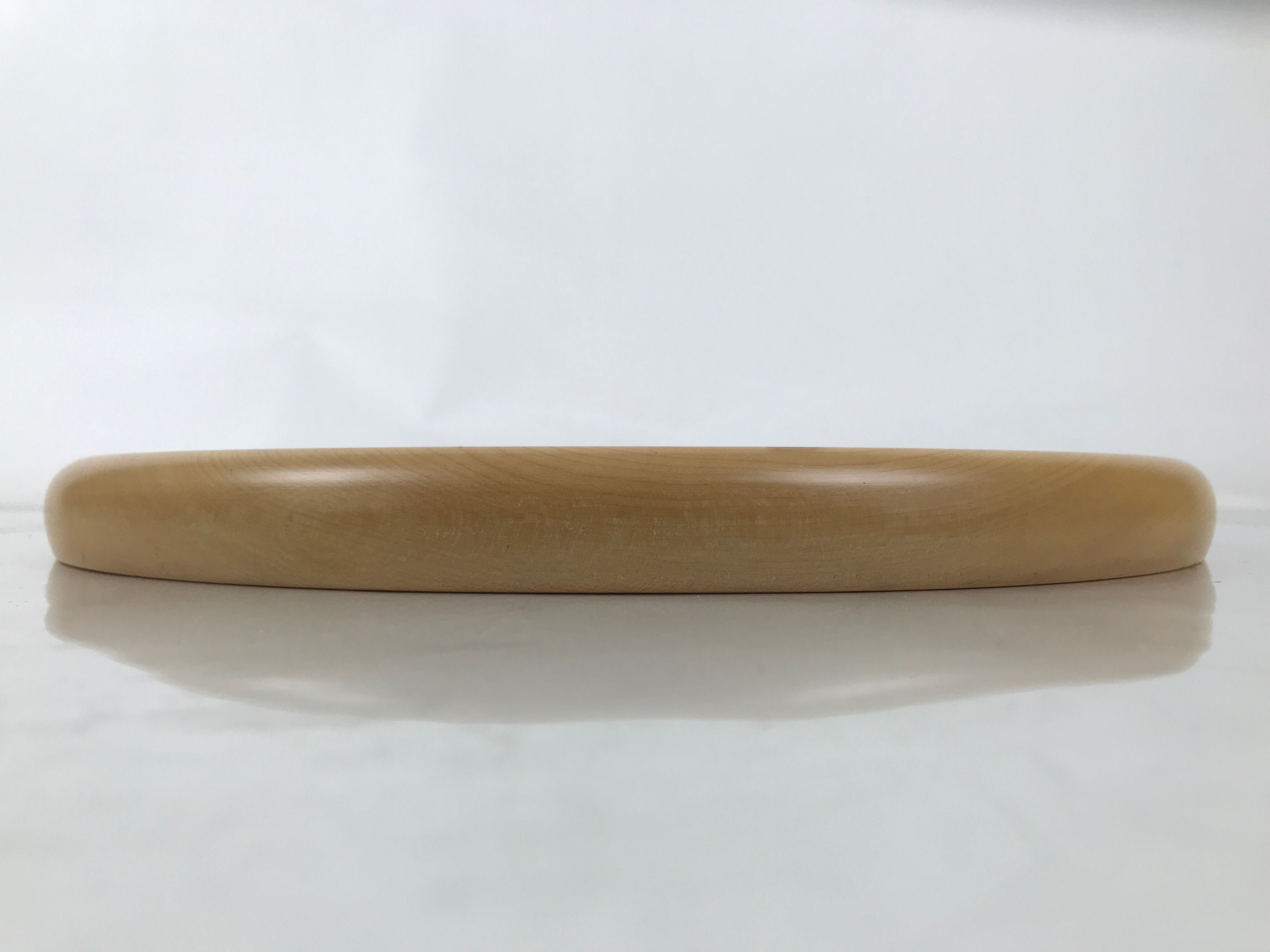 Japanese Wooden Serving Tray Obon Vtg Natural Brown Round Grain Plate LWB142