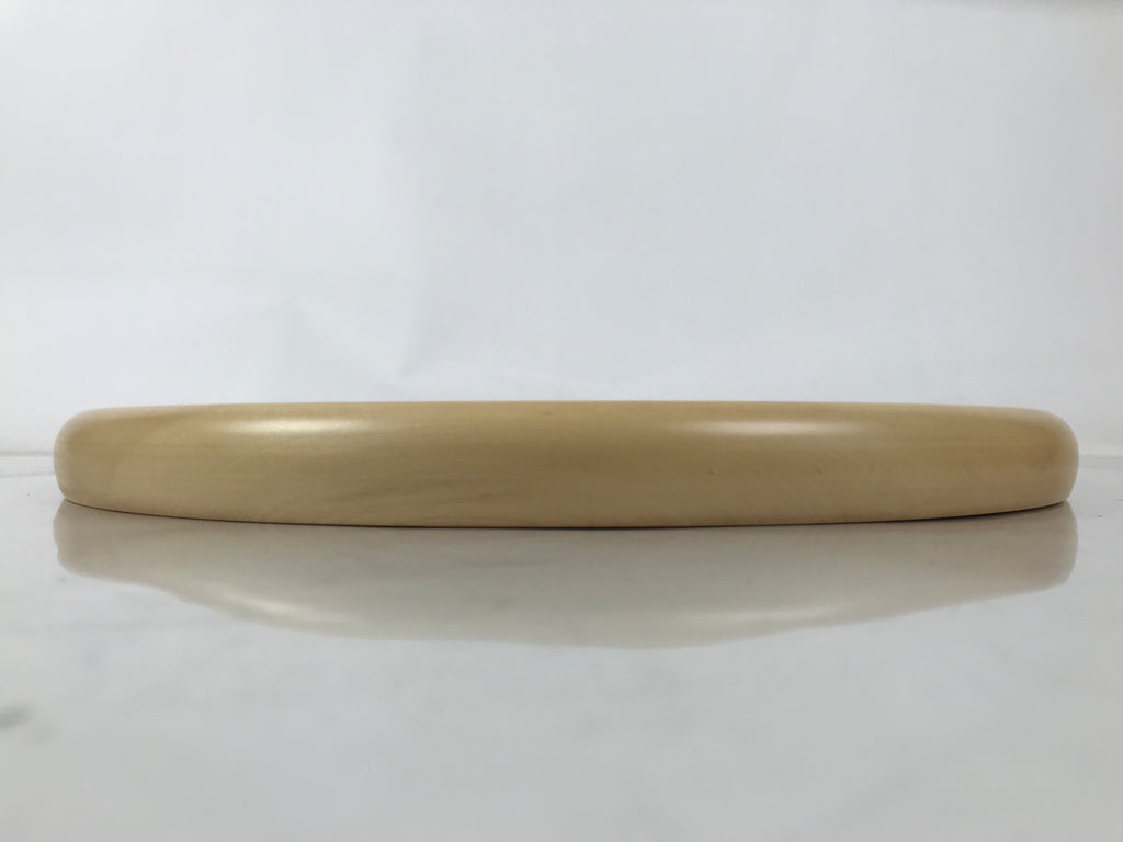 Japanese Wooden Serving Tray Obon Vtg Natural Brown Round Grain Plate LWB142