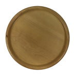 Japanese Wooden Serving Tray Obon Vtg Natural Brown Round Grain Plate LWB142