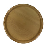 Japanese Wooden Serving Tray Obon Vtg Natural Brown Round Grain Plate LWB142