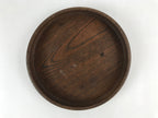 Japanese Wooden Serving Tray Vtg Classic Round Obon Dark Brown Tea Snacks UR997
