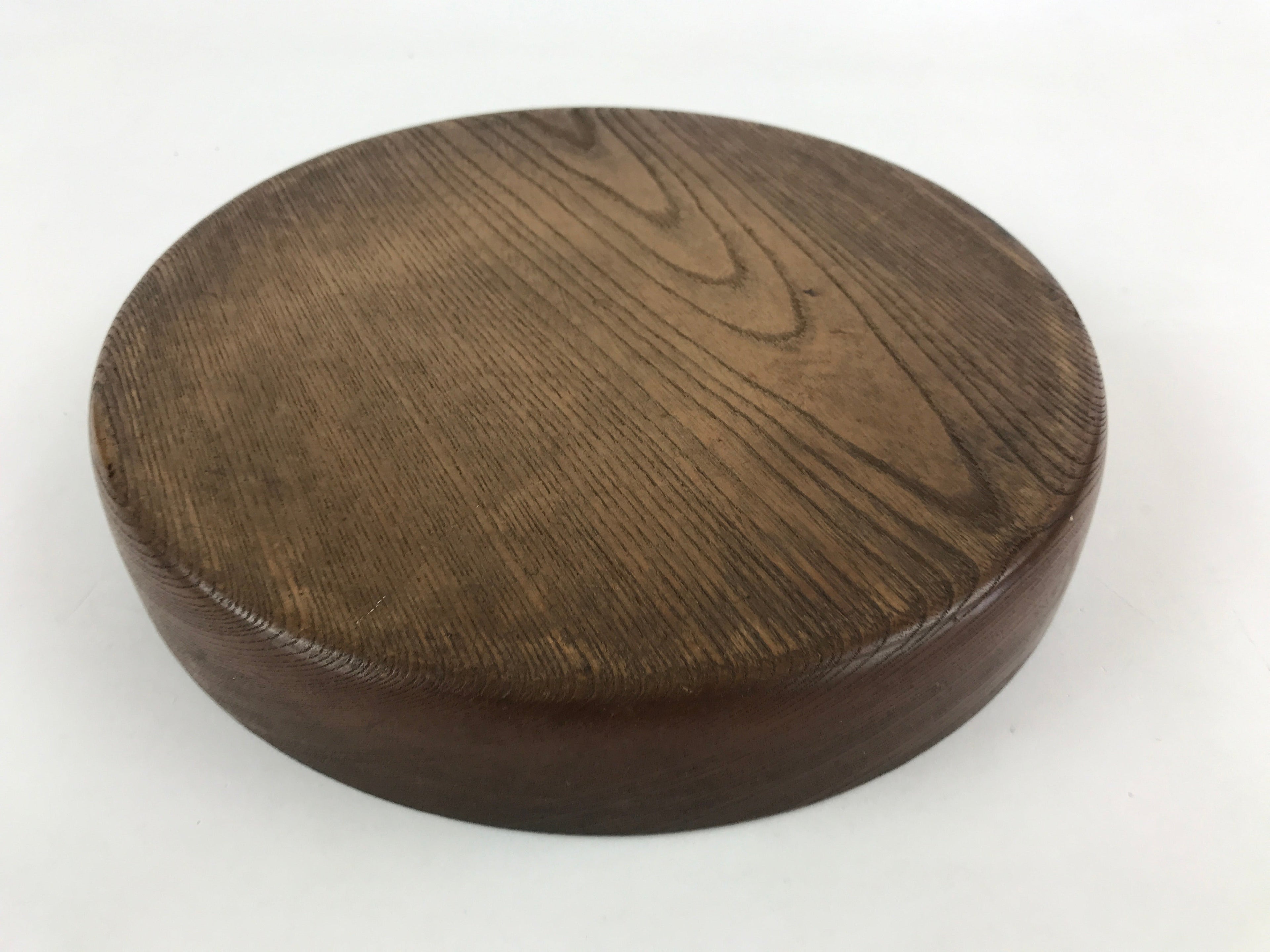 Japanese Wooden Serving Tray Vtg Classic Round Obon Dark Brown Tea Snacks UR997