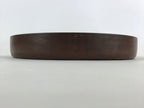 Japanese Wooden Serving Tray Vtg Classic Round Obon Dark Brown Tea Snacks UR997