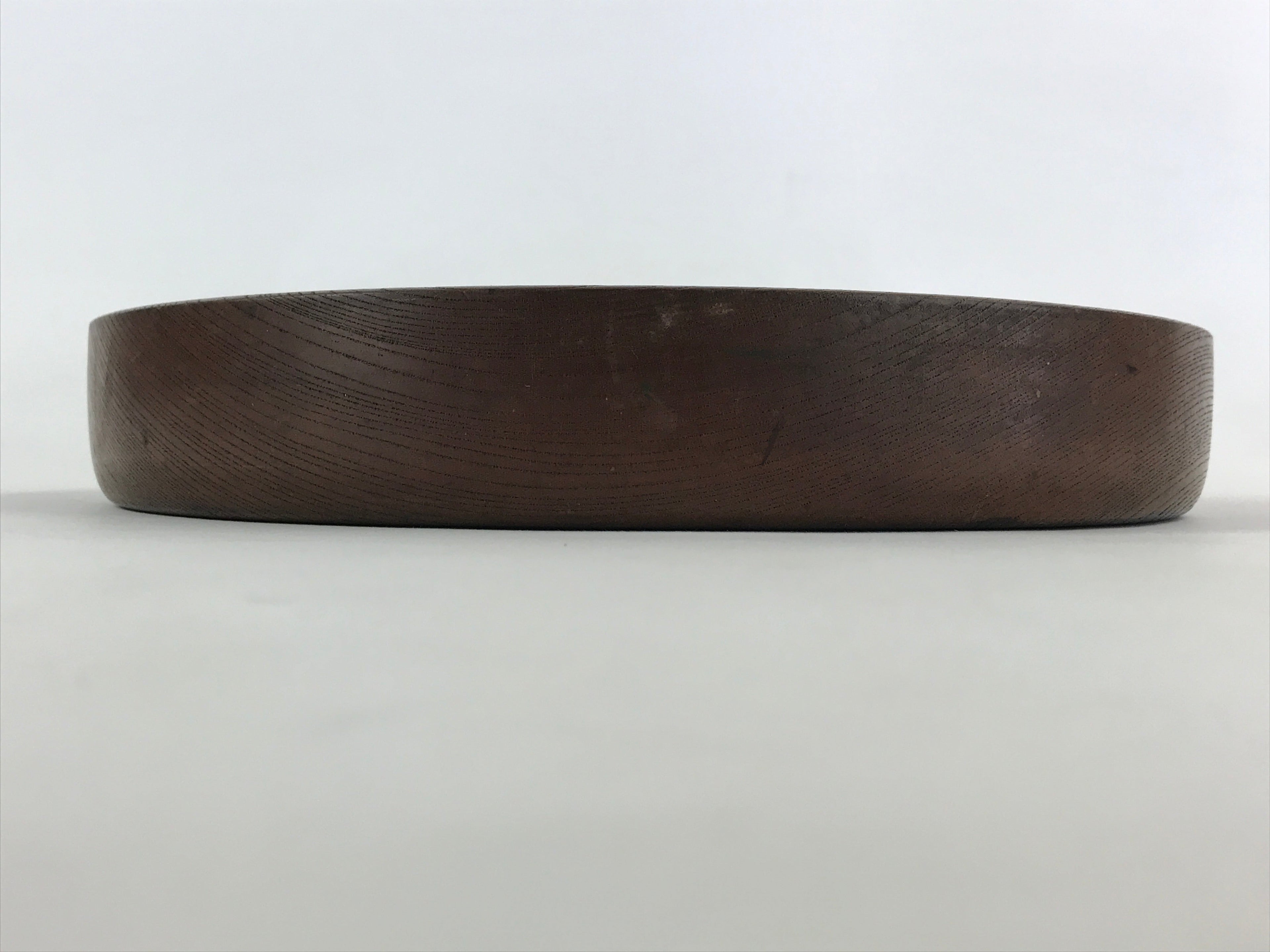 Japanese Wooden Serving Tray Vtg Classic Round Obon Dark Brown Tea Snacks UR997
