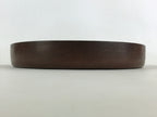 Japanese Wooden Serving Tray Vtg Classic Round Obon Dark Brown Tea Snacks UR997