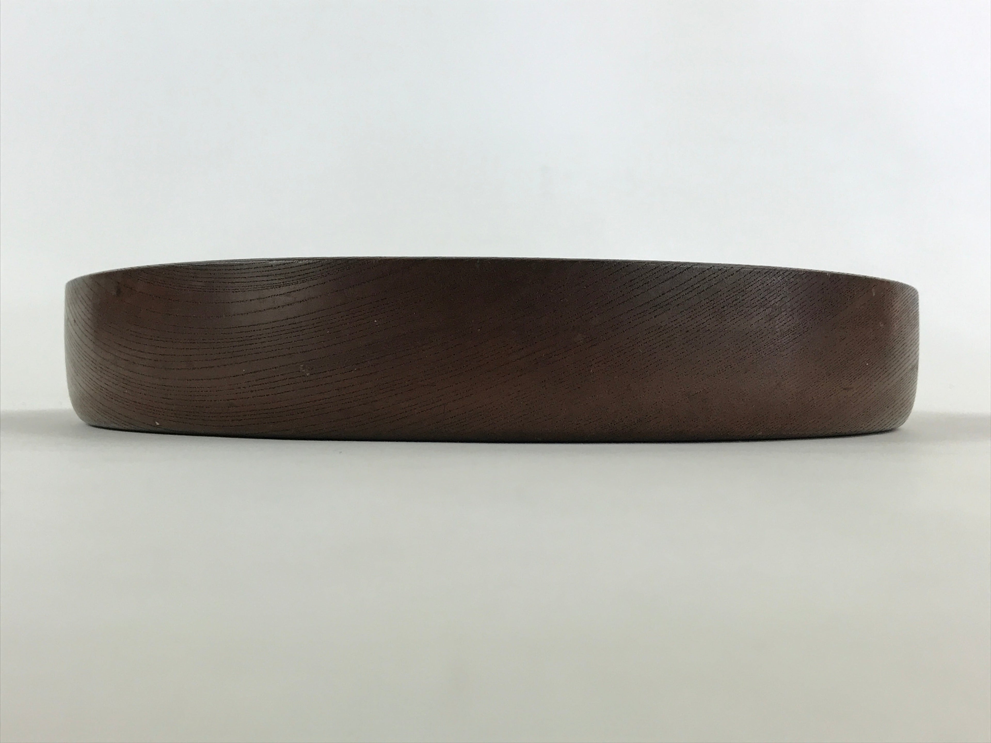 Japanese Wooden Serving Tray Vtg Classic Round Obon Dark Brown Tea Snacks UR997