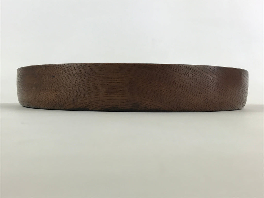 Japanese Wooden Serving Tray Vtg Classic Round Obon Dark Brown Tea Snacks UR997