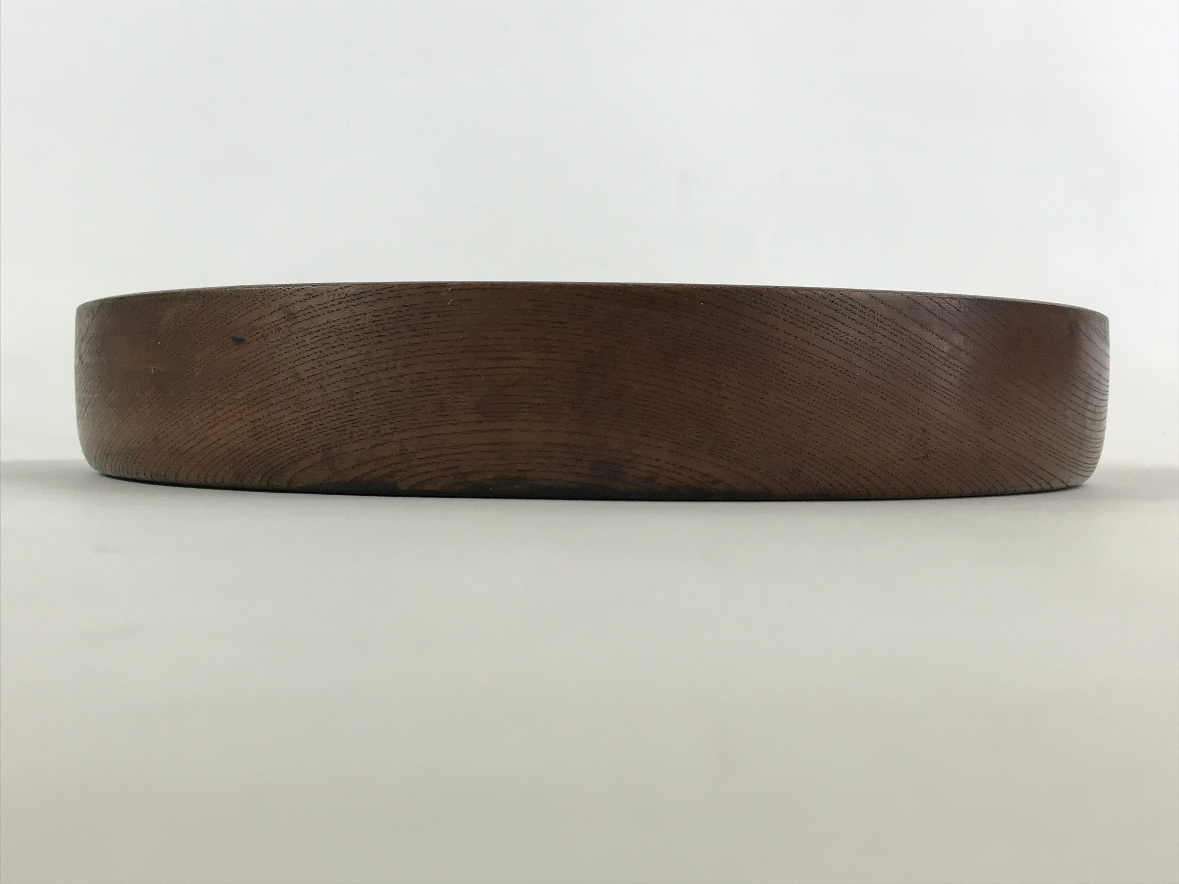 Japanese Wooden Serving Tray Vtg Classic Round Obon Dark Brown Tea Snacks UR997