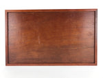 Japanese Wooden Serving Tray Vtg Large Obon Dark Brown Tsubaki Camellia UR947